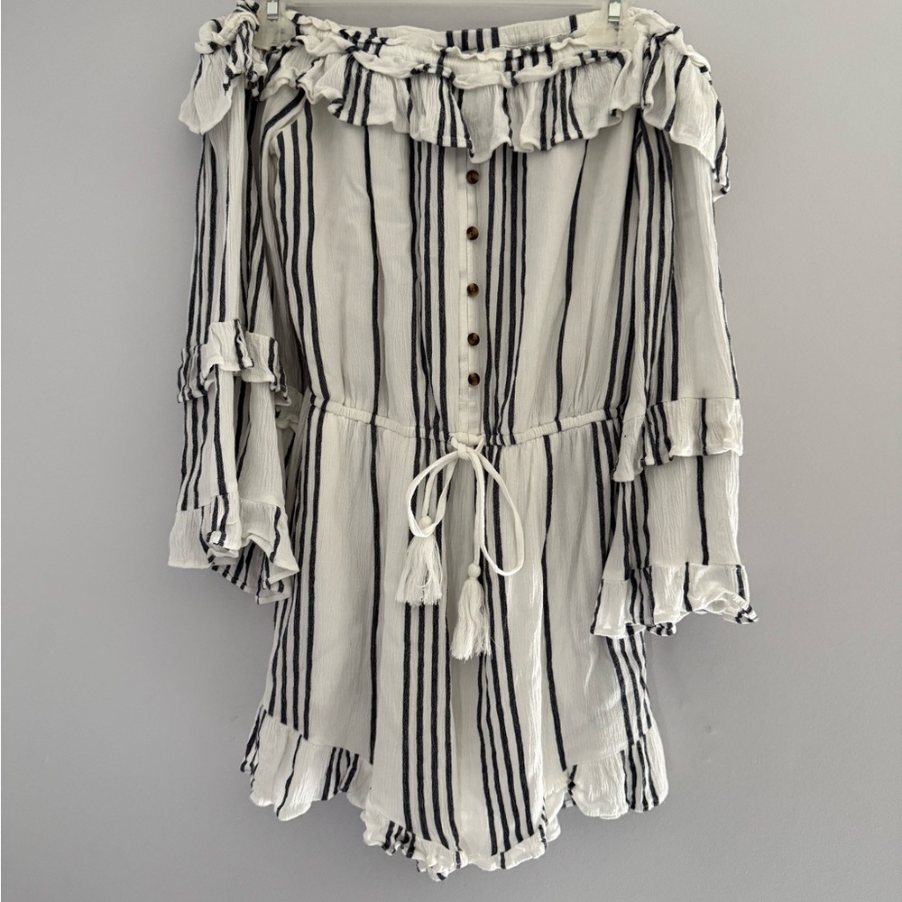 American Eagle Striped Off-Shoulder Romper